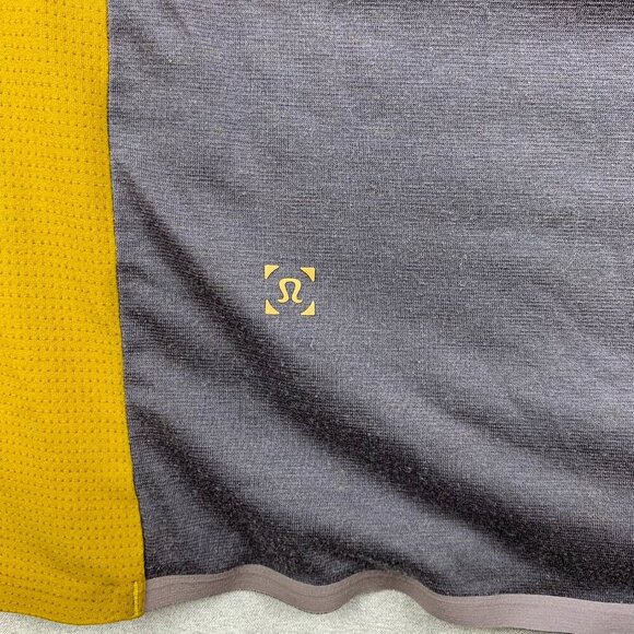 Lululemon Robert Geller Mens Shirt Large Gray Yellow Colorblock Take The Moment - Picture 6 of 6